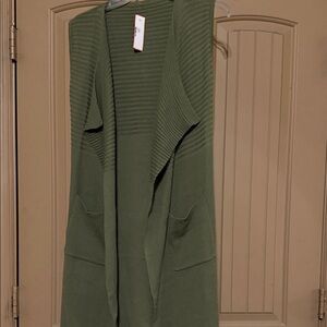 S.L. Fashions Olive Green Sleeveless Cardigan